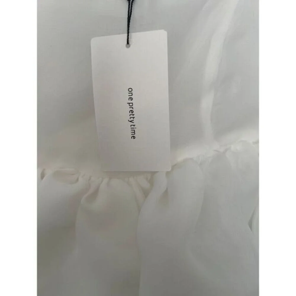 OPT White Puff Sleeve Midi Dress Square Neck Romantic‎ Summer Wedding